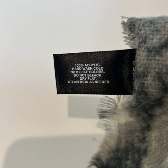 Mixit Blue Light Dark Grey Creme Patterned Scarf Wrap Rectangular Neutral Spring - Picture 3 of 5